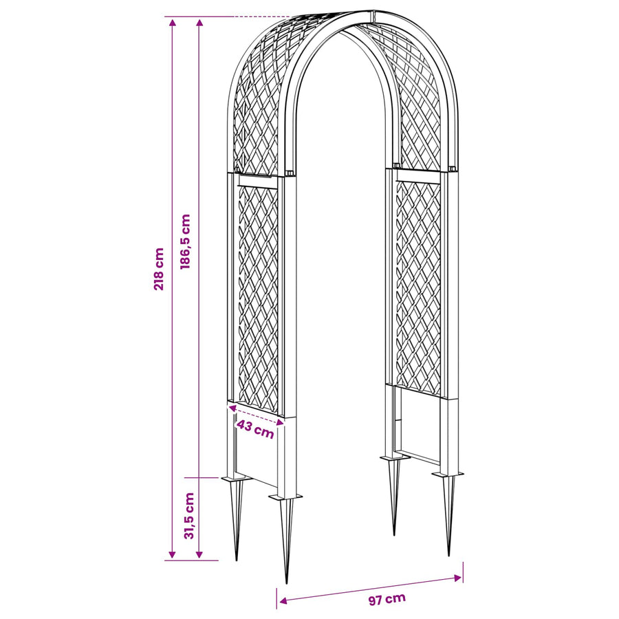 Rozenboog met Stekels Antracietkleurig 97 x 43 x 218 cm PP