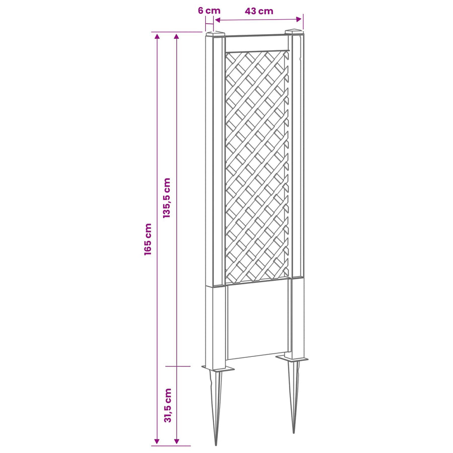 Trellis met Spike Grijs 43 x 6 x 165 cm PP