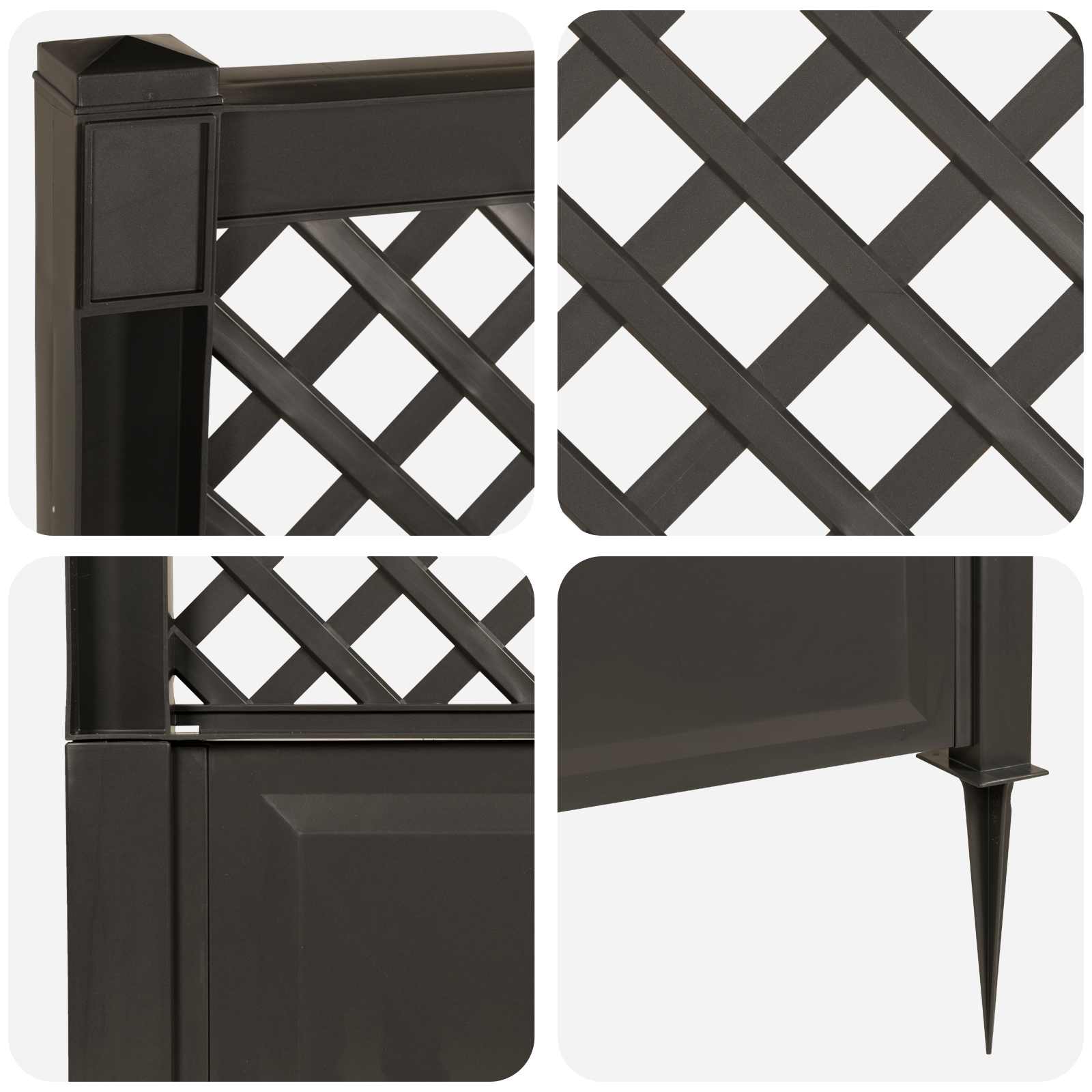 Trellis met Spike Antracietkleurig 43 x 6 x 165 cm PP