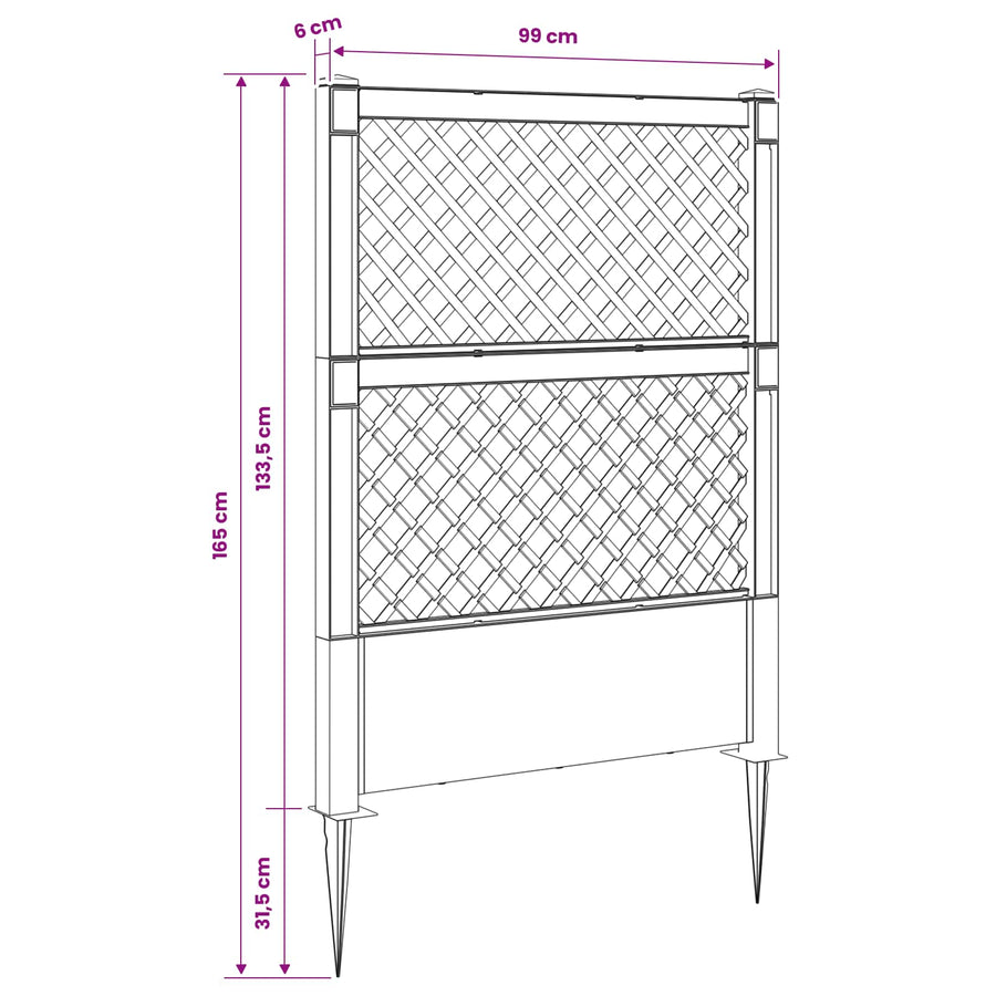 Trellis met Spike Grijs 99 x 6 x 165 cm PP