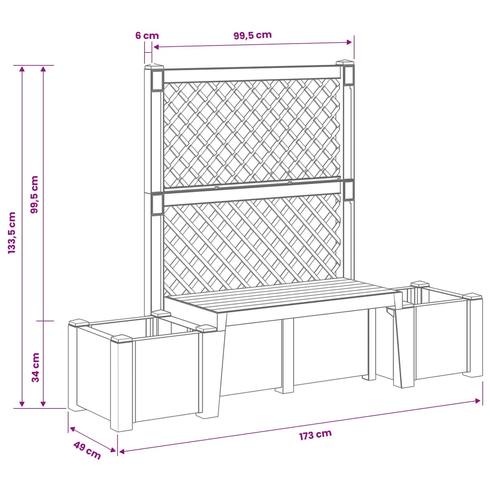Tuinstoel Kopenhagen Wit 173 x 49 x 135,5 cm PP