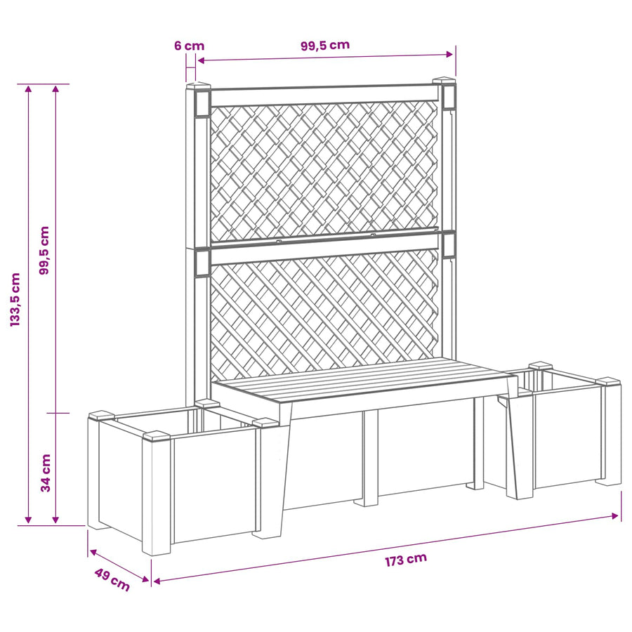 Tuinstoel Kopenhagen Antracietkleurig 173 x 49 x 135,5 cm PP