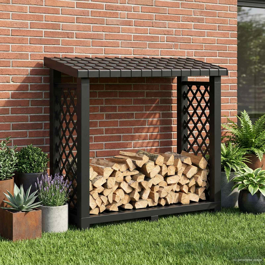 Brandhoutrek Antracietkleurig 114 x 46 x 101 cm PP