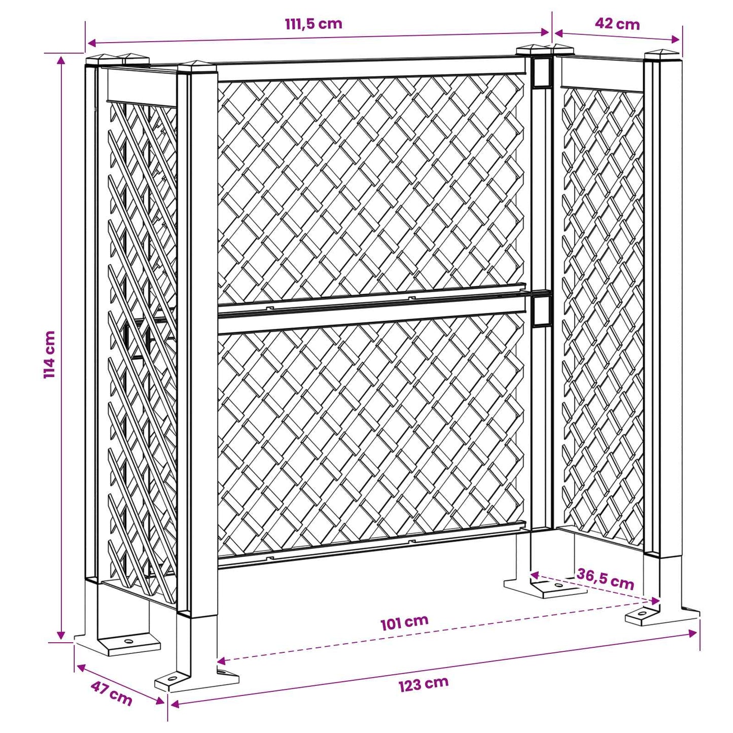 Vuilnisbak Trellis Antracietkleurig 123 x 47 x 114 cm PP