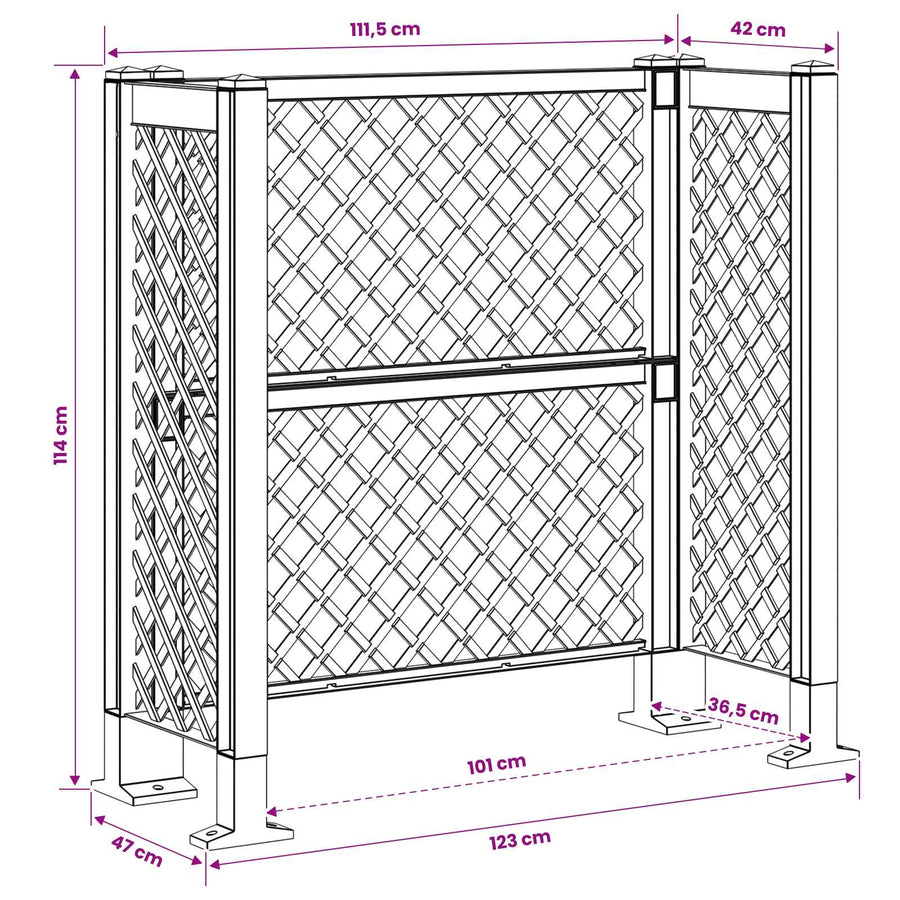Vuilnisbak Trellis Antracietkleurig 123 x 47 x 114 cm PP