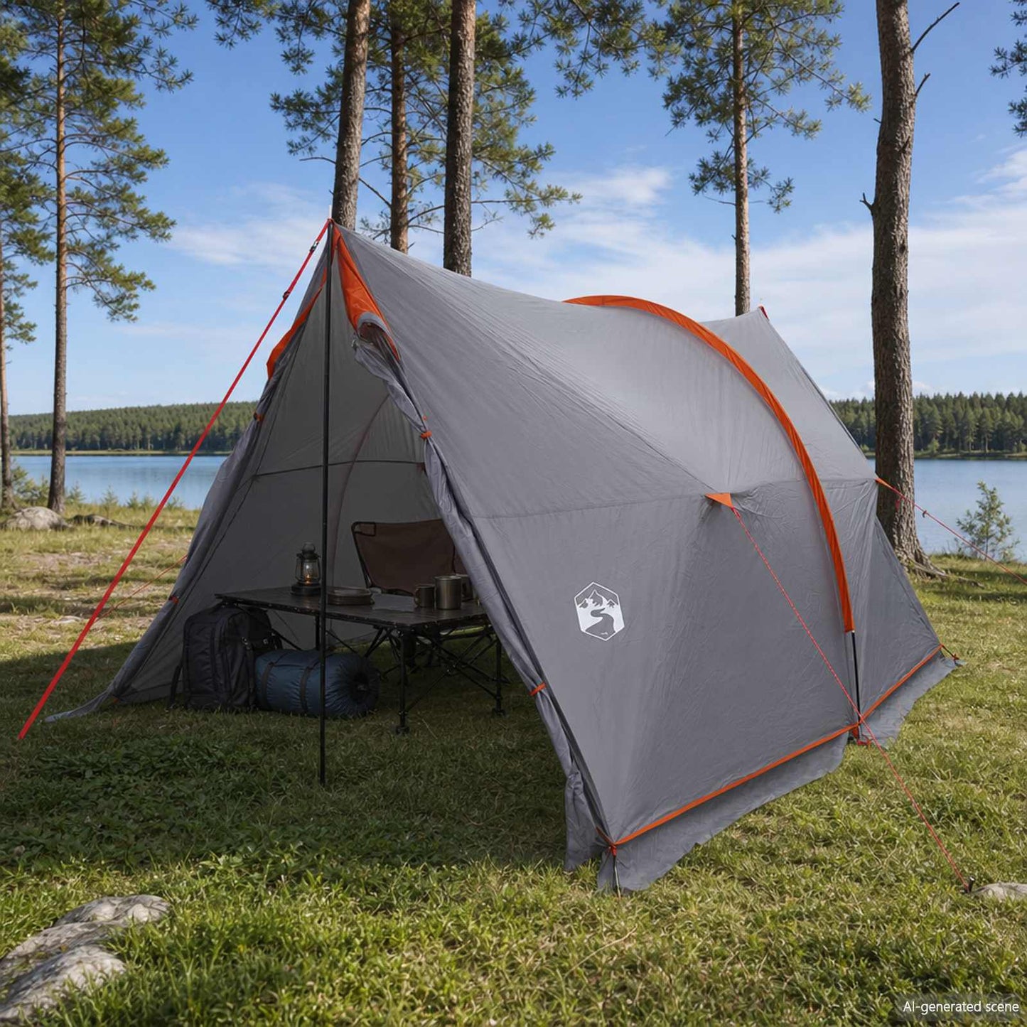 Waterdichte Tent Grijs en Oranje 185T Polyester met PU Coating