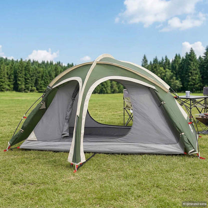 Trekkingtent met regenhoes waterdicht 2-persoons Groen