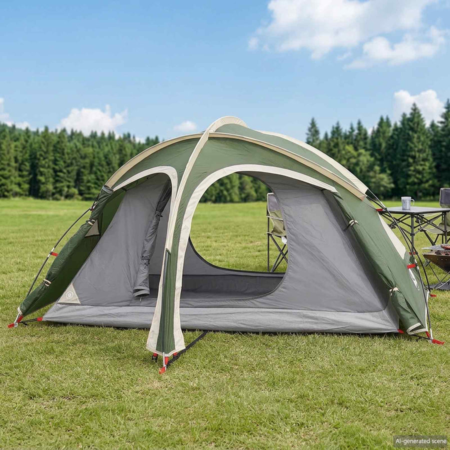 Trekkingtent met regenhoes waterdicht 2-persoons Groen