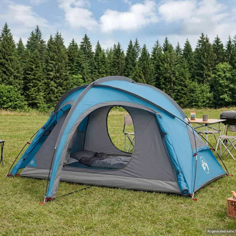 Trekkingtent met regenhoes waterdicht 2-persoons Blauw