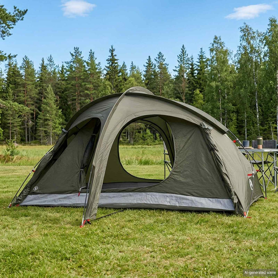 Trekkingtent met regenhoes waterdicht 2-persoons Legergroen