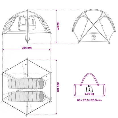 Trekkingtent met regenhoes waterdicht 2-persoons Legergroen