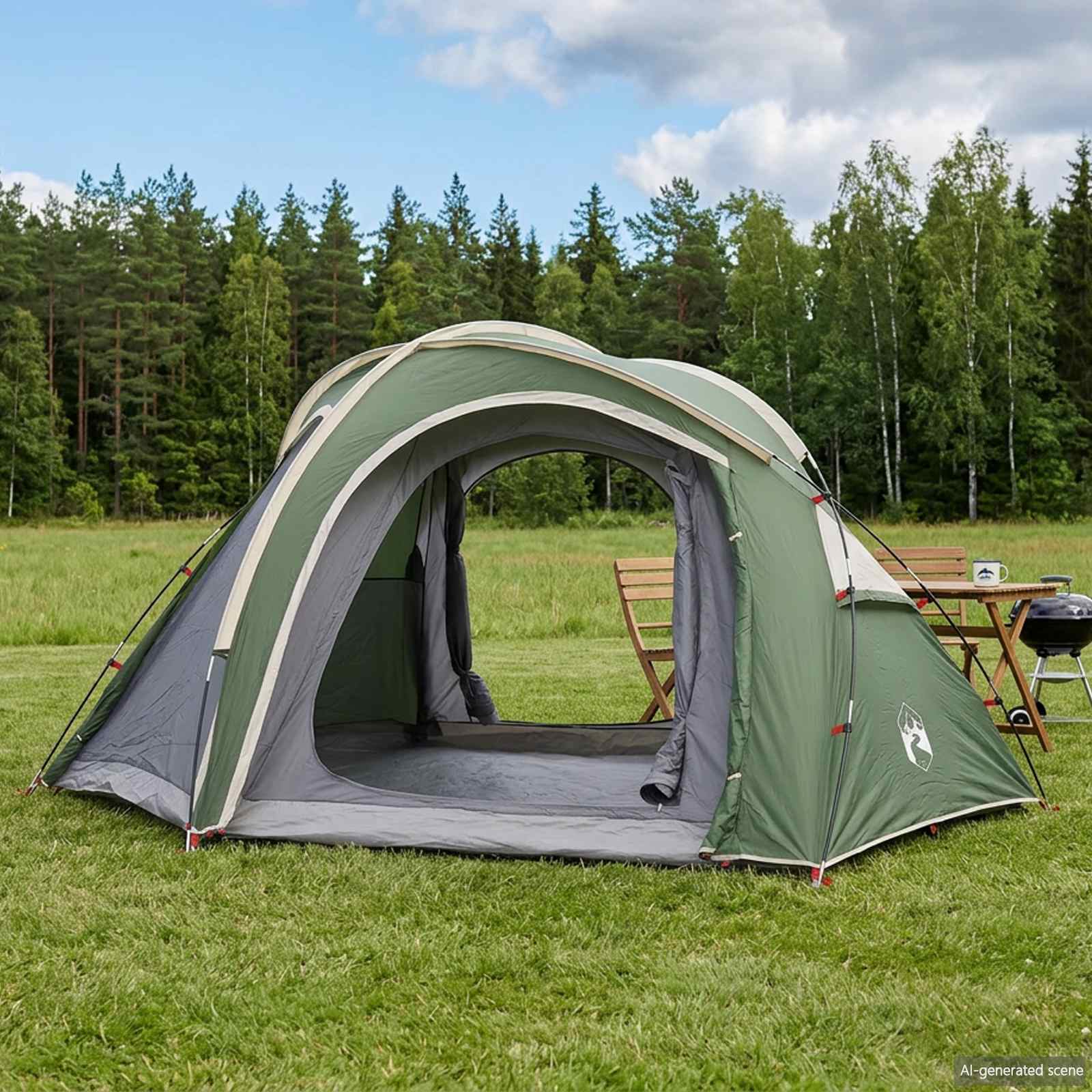 Trekkingtent met regenhoes waterdicht 3-persoons Groen