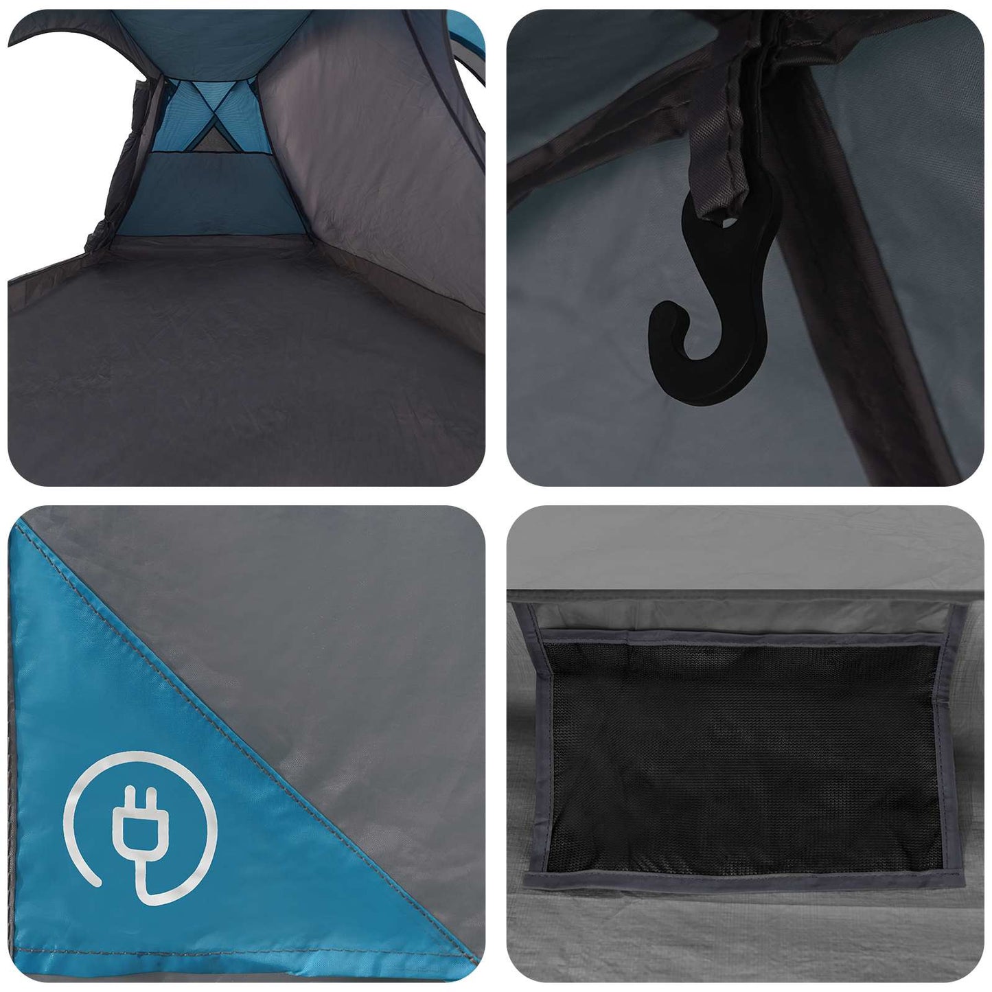 Trekkingtent met regenhoes waterdicht 3-persoons Blauw