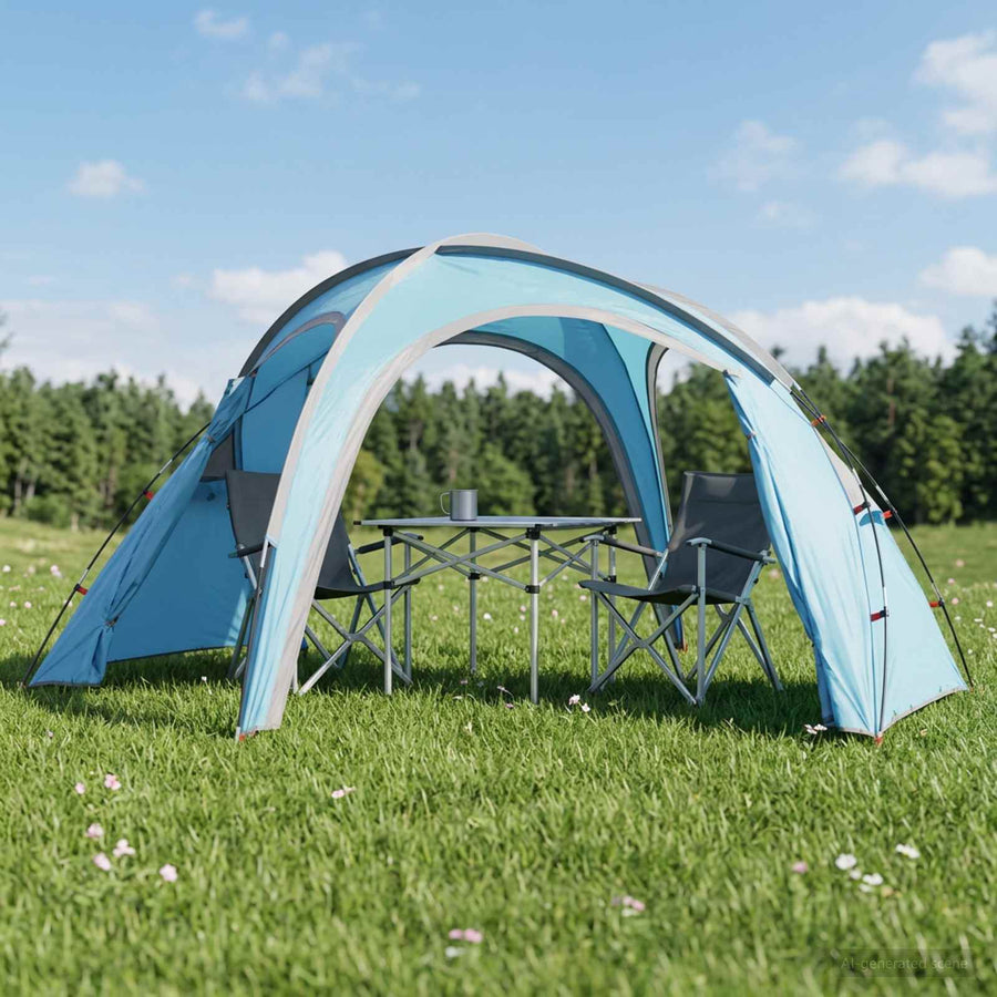 Trekkingtent met regenhoes waterdicht 3-persoons Blauw