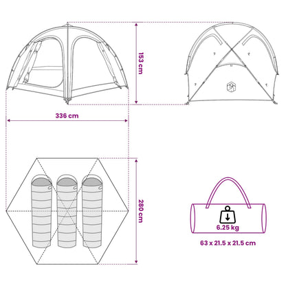 Trekkingtent met regenhoes waterdicht 3-persoons
