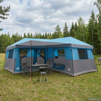 Familietent met regenhuif, waterafstotend 14-persoons Blauw