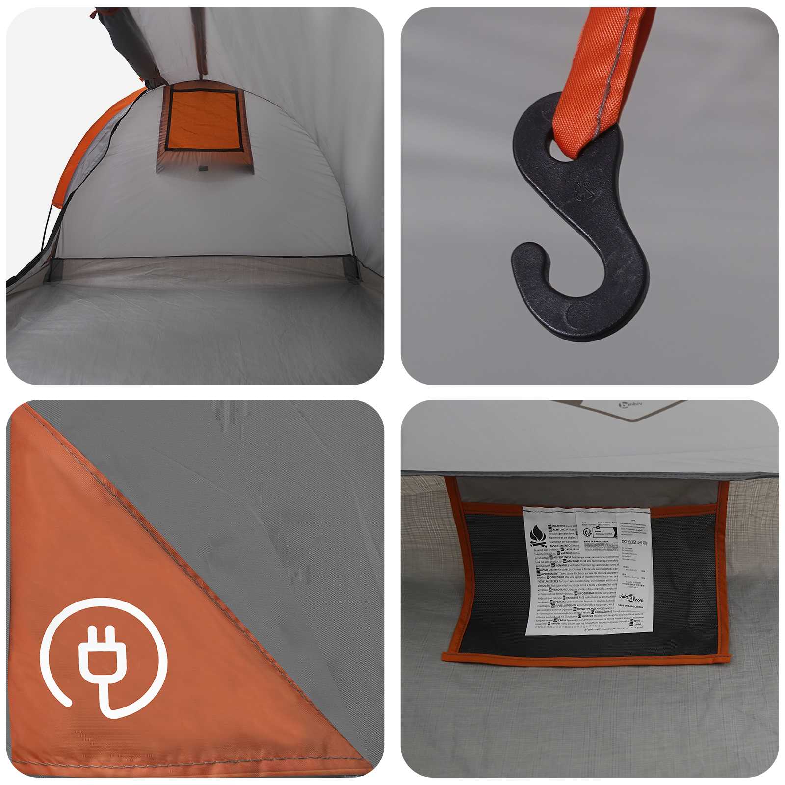 Hiking Tent Waterdicht 2-persoons Grijs en Oranje