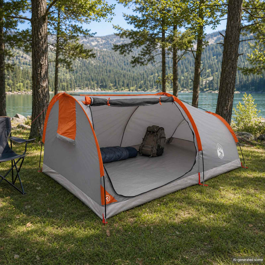 Hiking Tent Waterdicht 2-persoons Grijs en Oranje