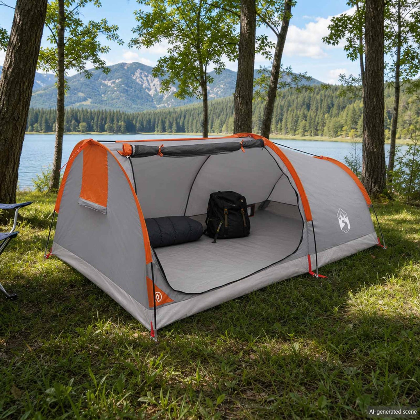 Hiking Tent Waterdicht 1-persoons Grijs en Oranje