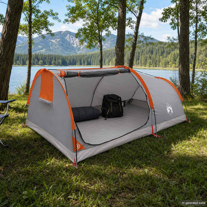 Hiking Tent Waterdicht 1-persoons Grijs en Oranje