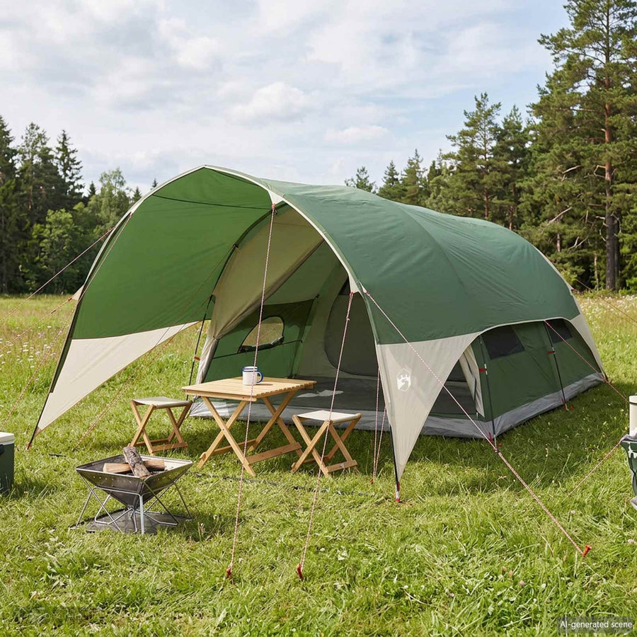 Tunnel Tent met Waterdichte Regenhoes 10-persoons Groen