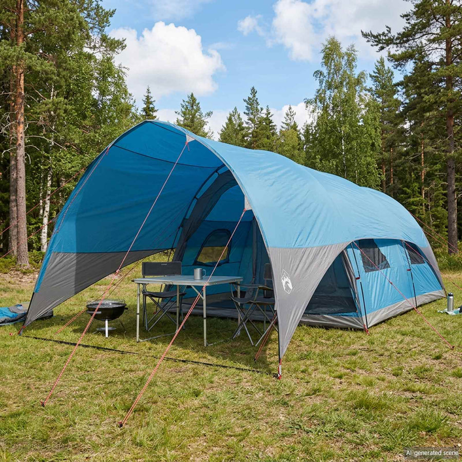 Tunnel Tent met Waterdichte Regenhoes 10-persoons Blauw