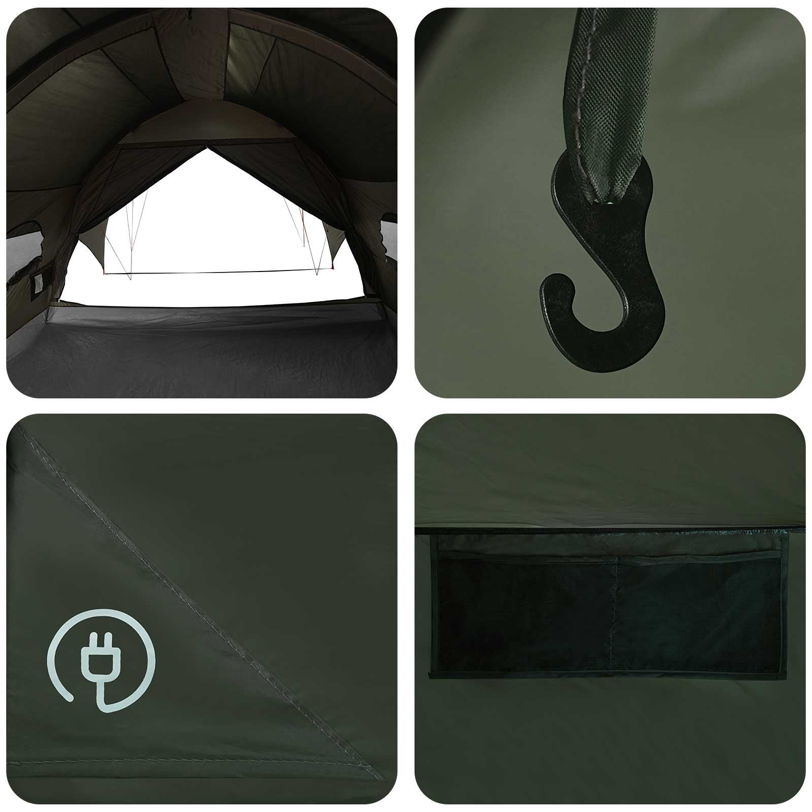 Tunnel Tent met Waterdichte Regenhoes 10-persoons Legergroen