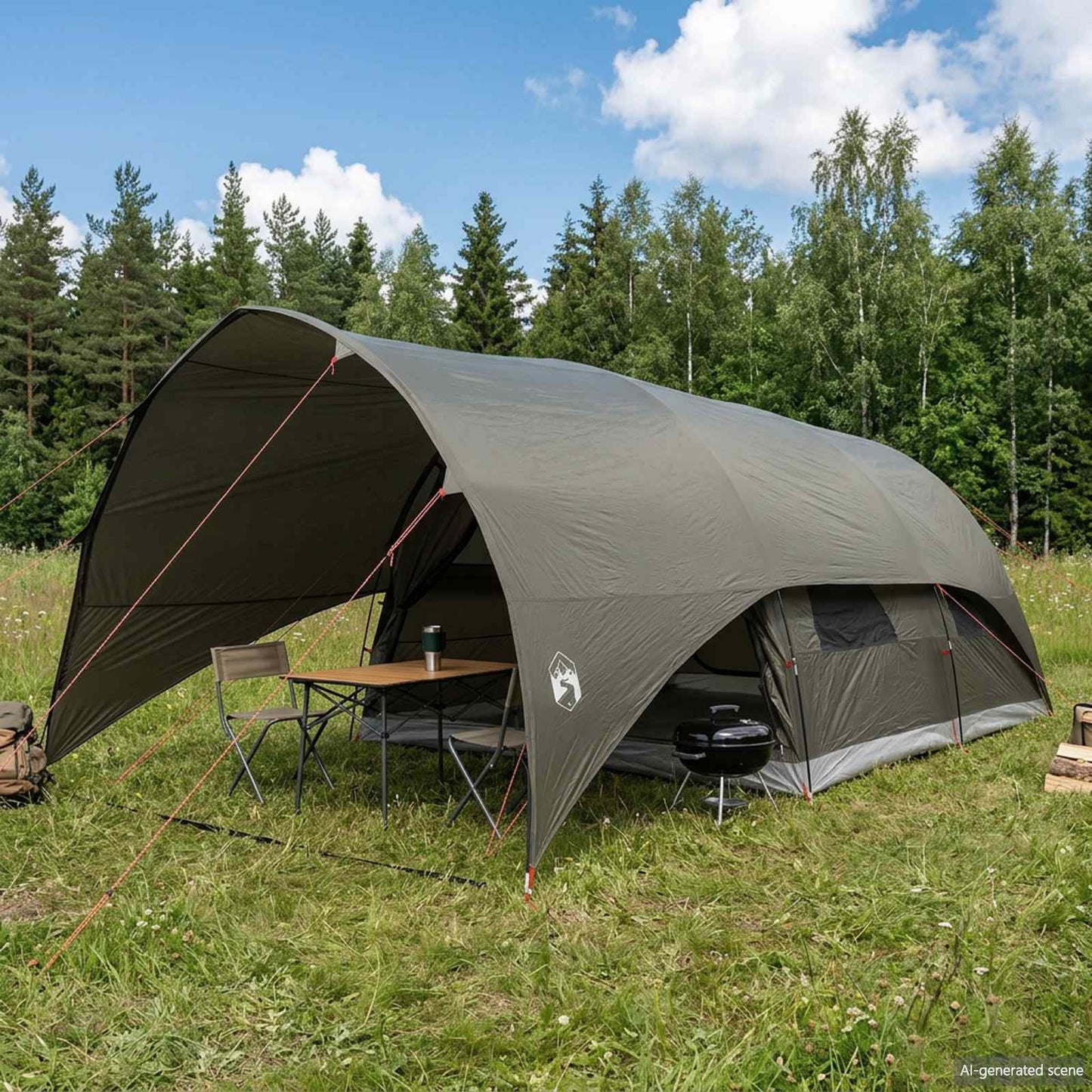 Tunnel Tent met Waterdichte Regenhoes 10-persoons Legergroen