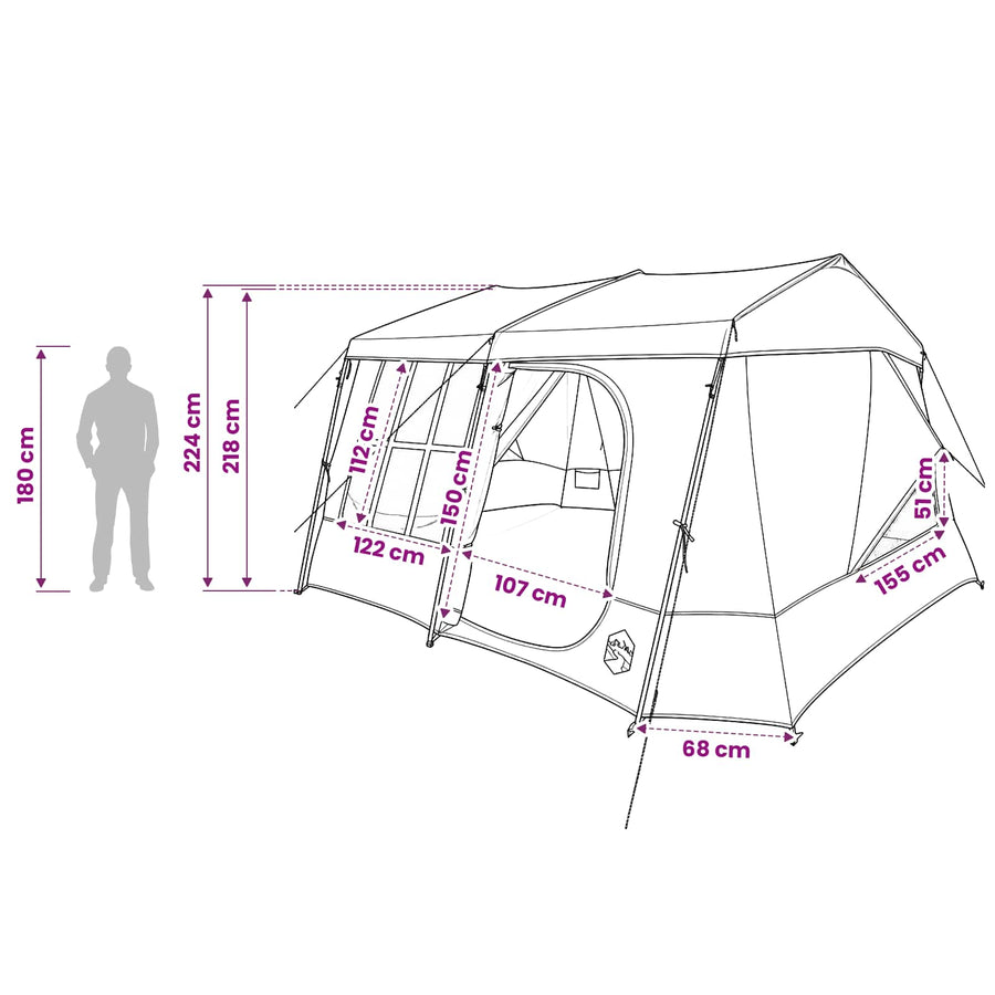 Gezinstent met regenzeil waterdicht 9-persoons 9-Persoon Groen