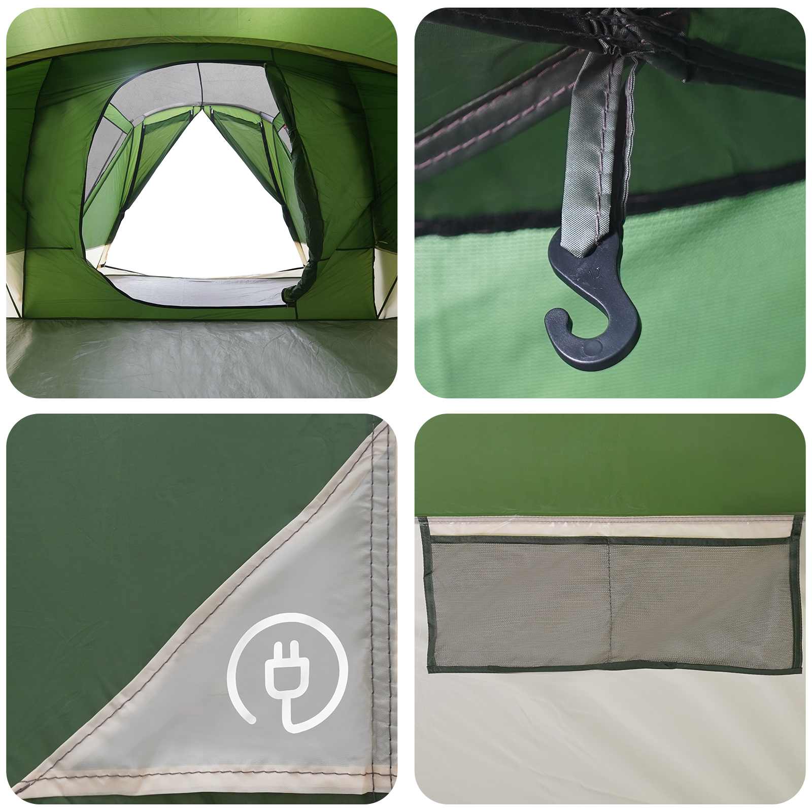 Trekkingtent met waterdichte regenfly 10-persoons Groen