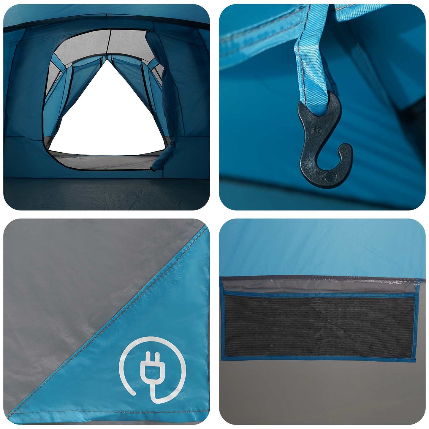 Trekkingtent met waterdichte regenfly 10-persoons Blauw