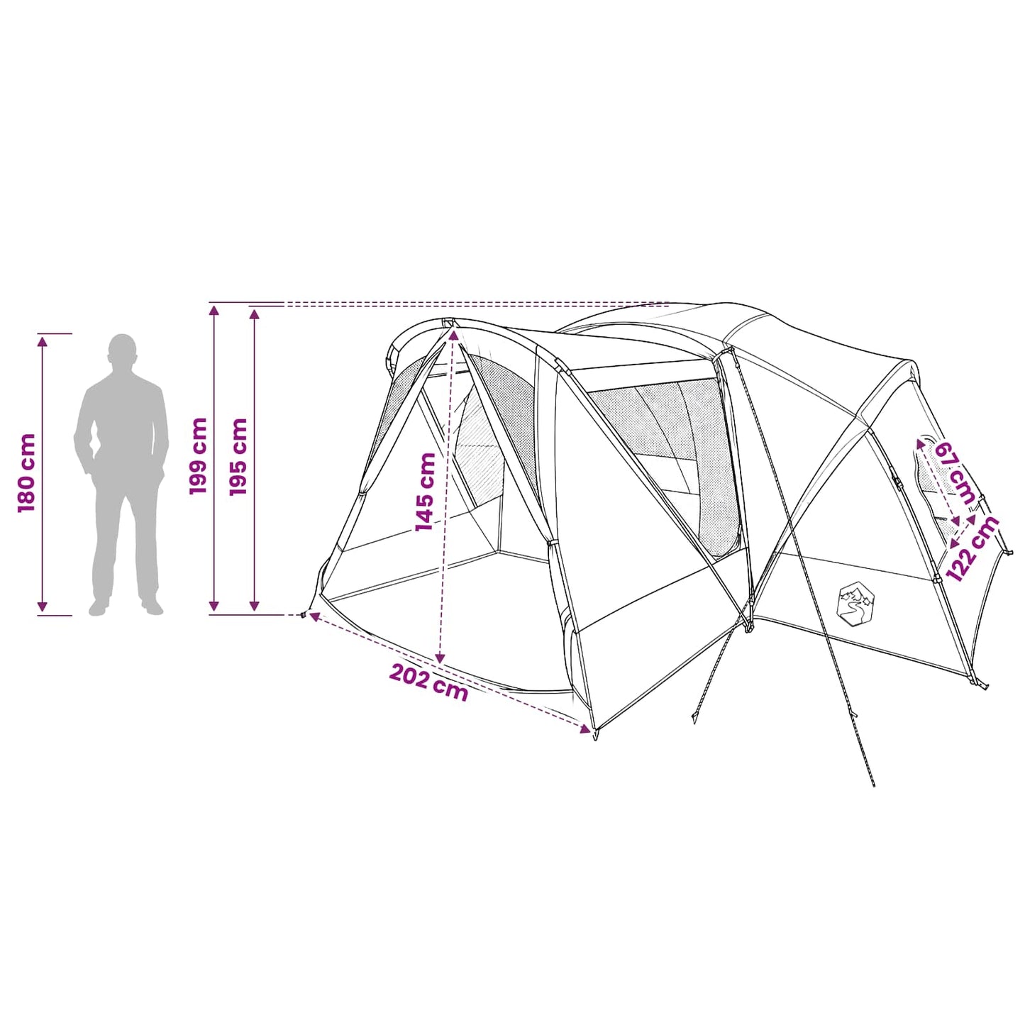 Trekkingtent met waterdichte regenfly 10-persoons Blauw