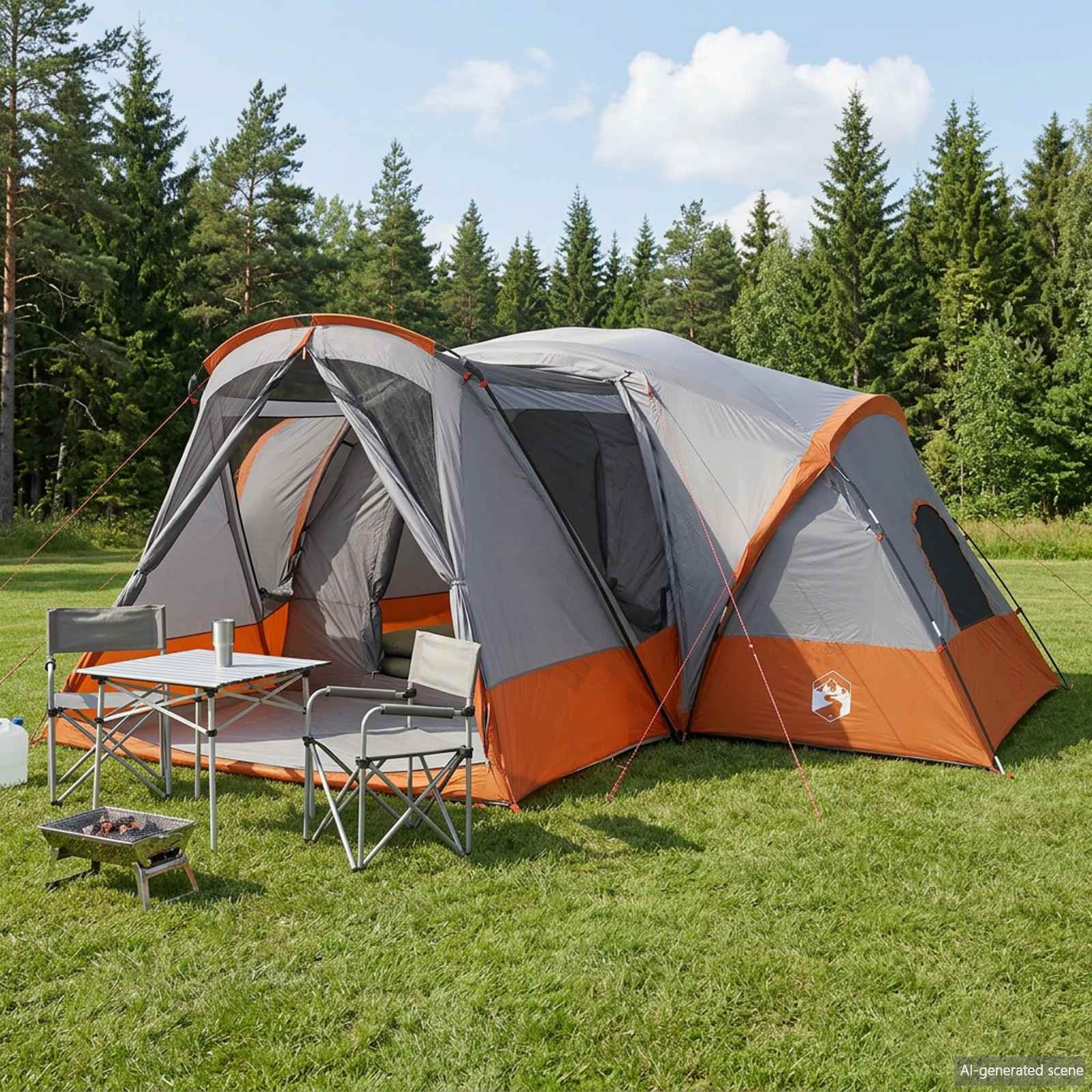 Trekkingtent met waterdichte regenfly 10-persoons
