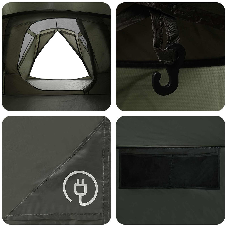Trekkingtent met waterdichte regenfly 10-persoons Legergroen