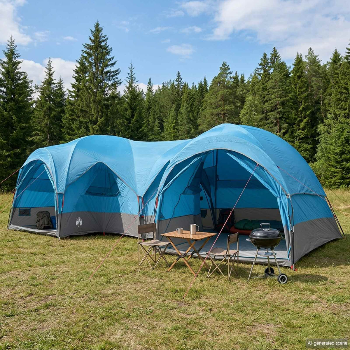 Gezinstent met regenzeil waterdicht 5-persoons Blauw