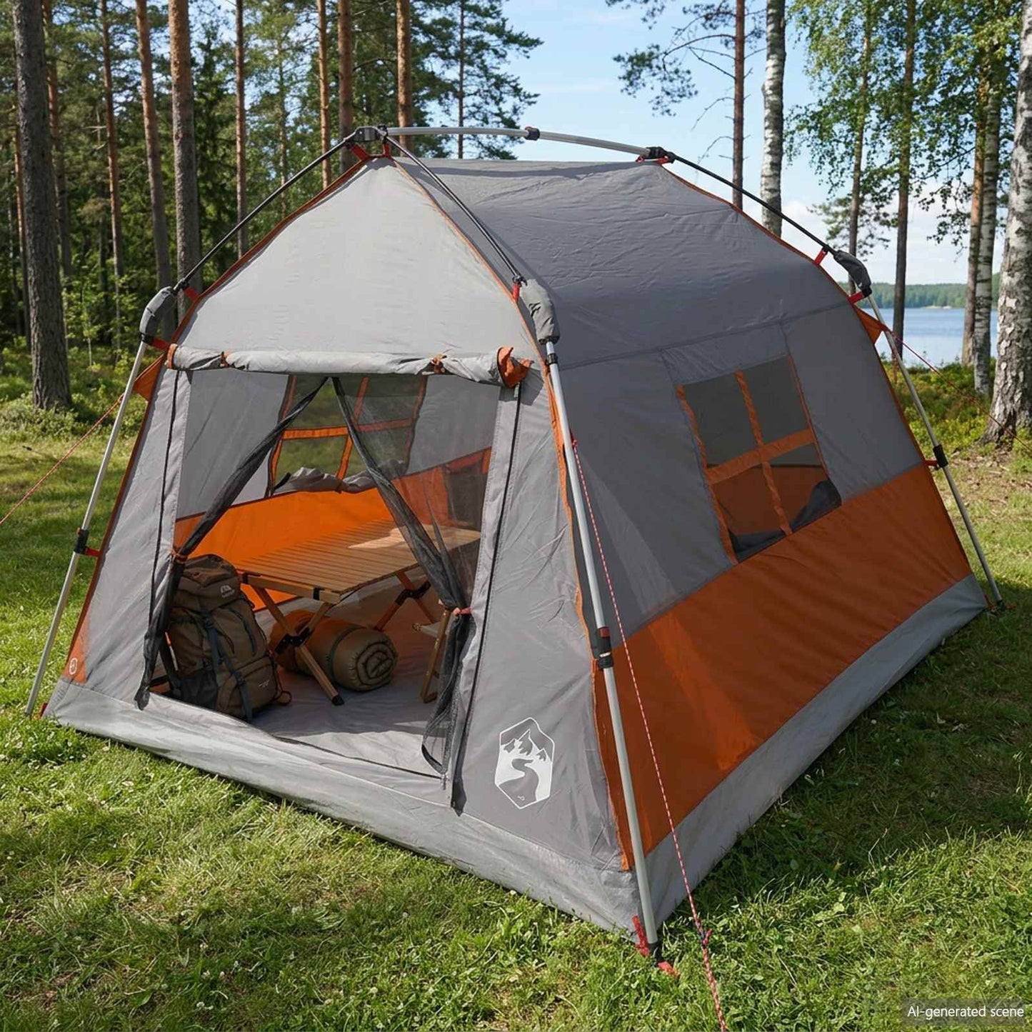 Instant Tent Water-resistant 2-persoons Grijs en Oranje
