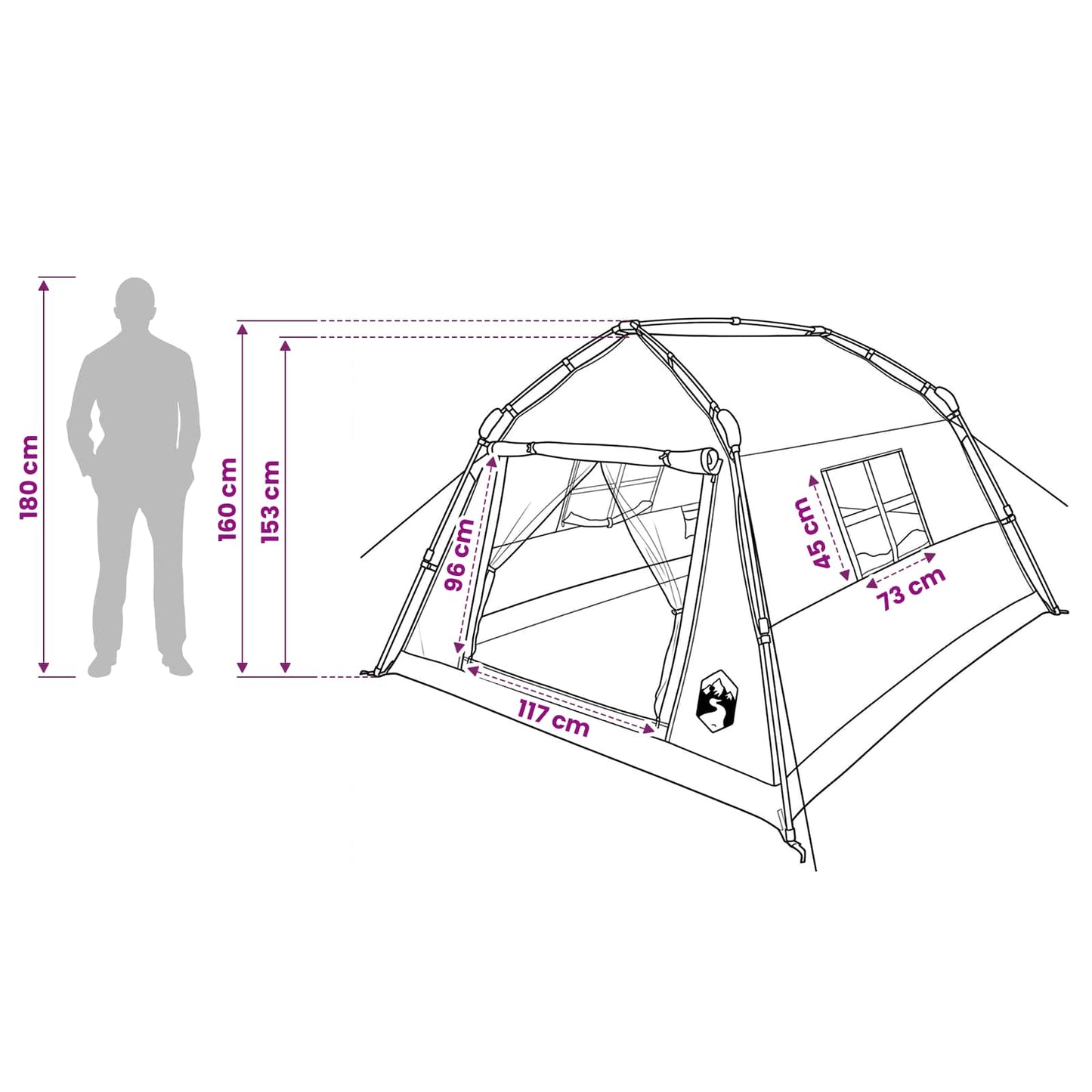 Instant Tent Water-resistant 3-persoons 3-persoons Groen