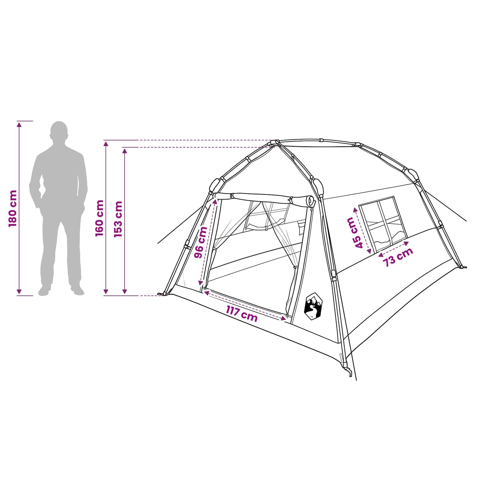 Instant Tent Water-resistant 3-persoons 3-persoons Groen