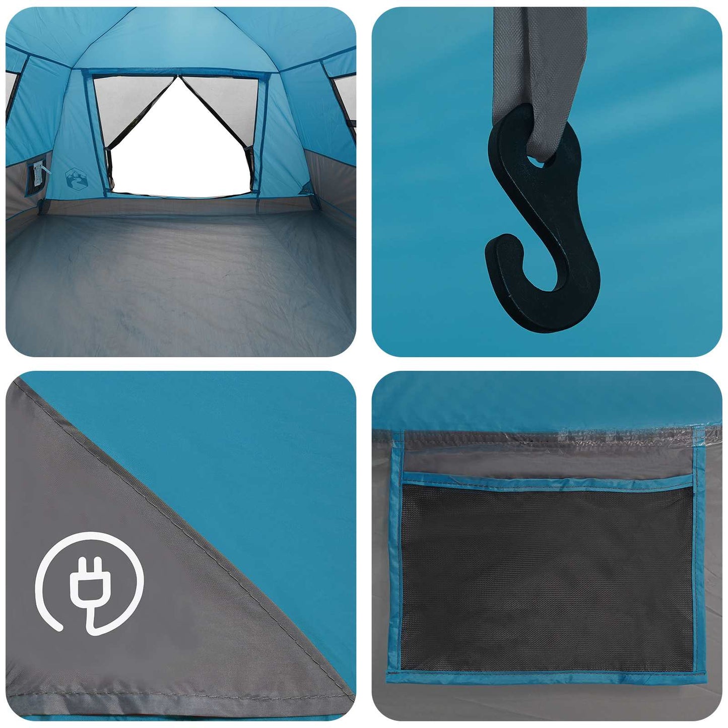 Instant Tent Water-resistant 3-persoons Blauw