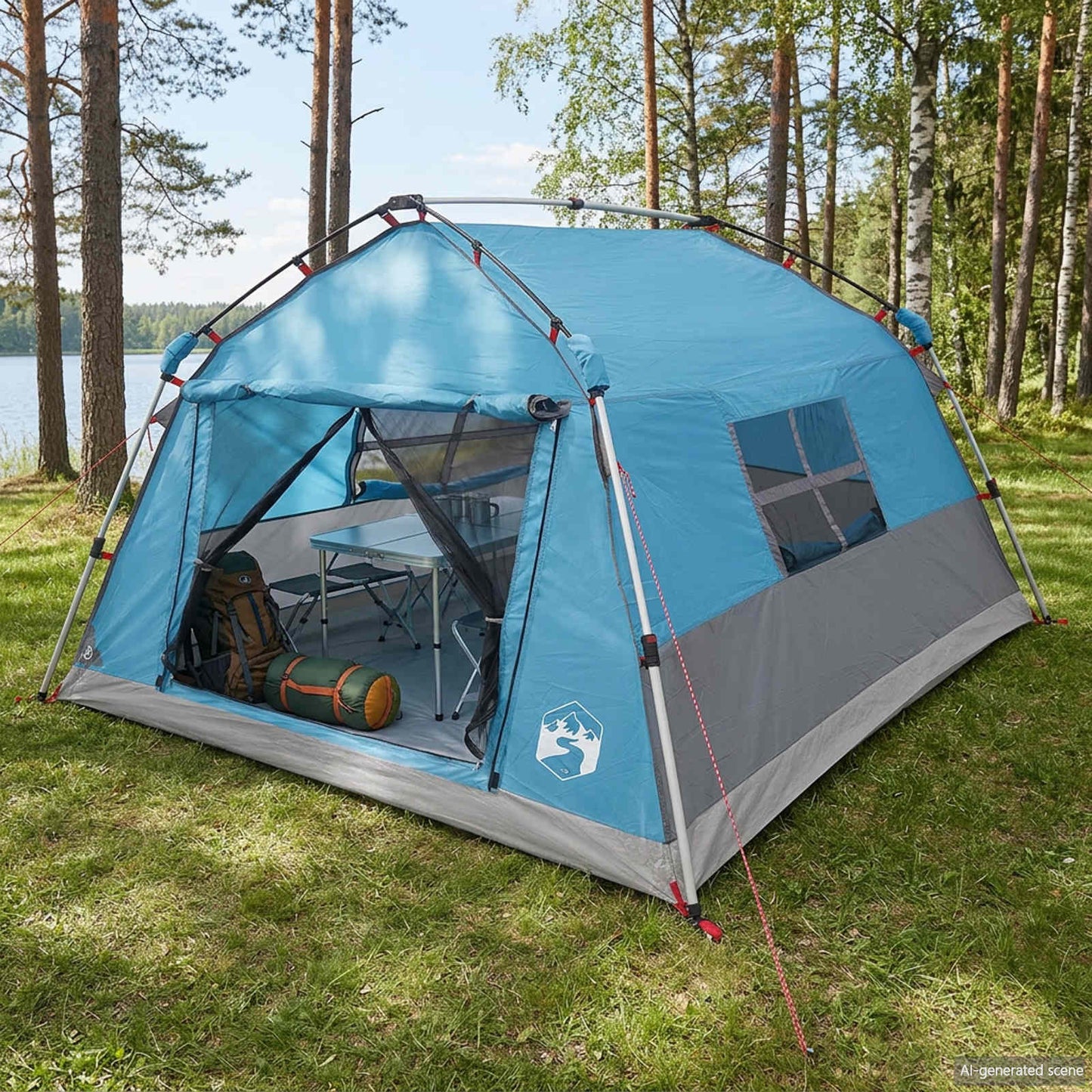 Instant Tent Water-resistant 4-persoons Blauw