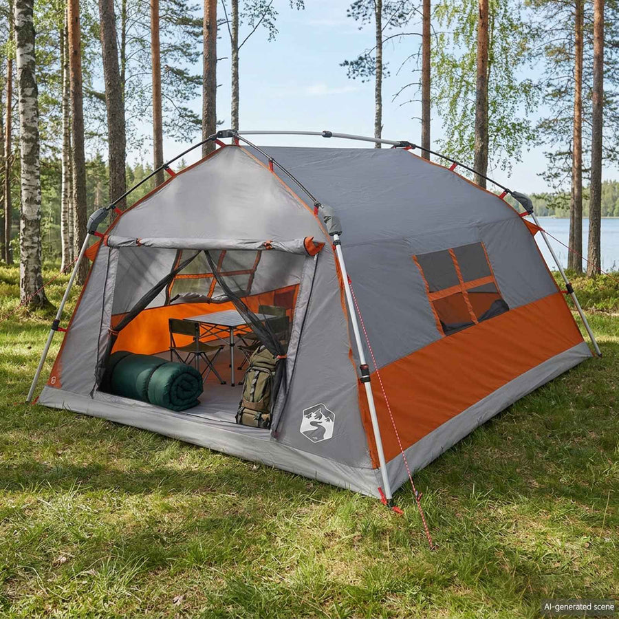 Instant Tent Water-resistant 4-persoons Grijs en Oranje