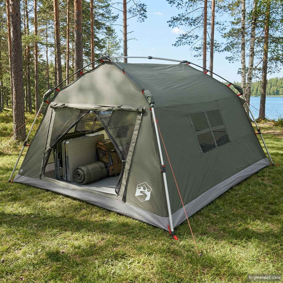 Instant Tent Water-resistant 4-persoons Legergroen