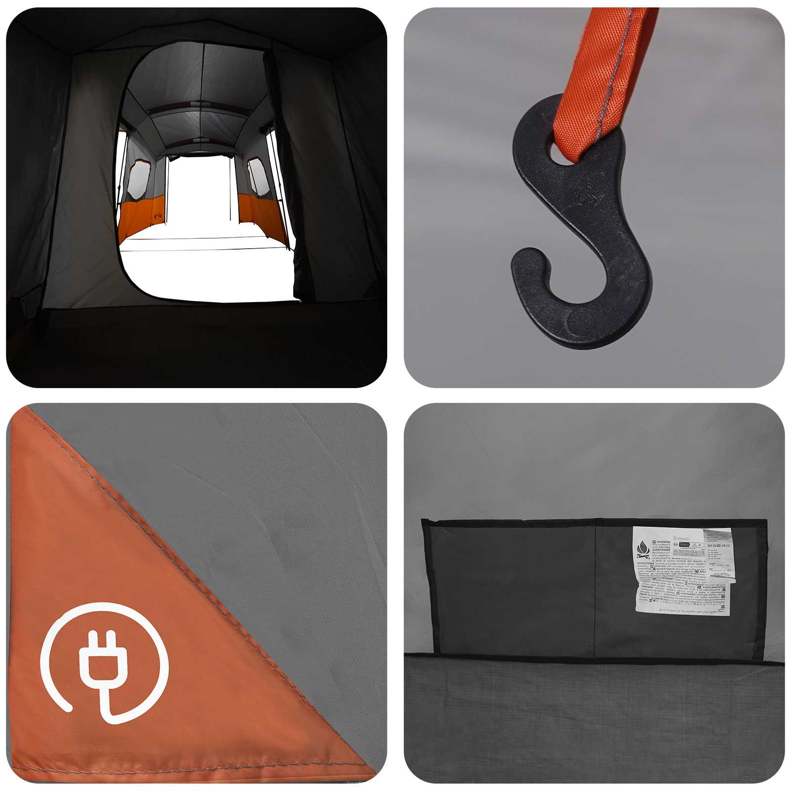 3-persoons Grijs en Oranje 185T Polyester met PU Coating