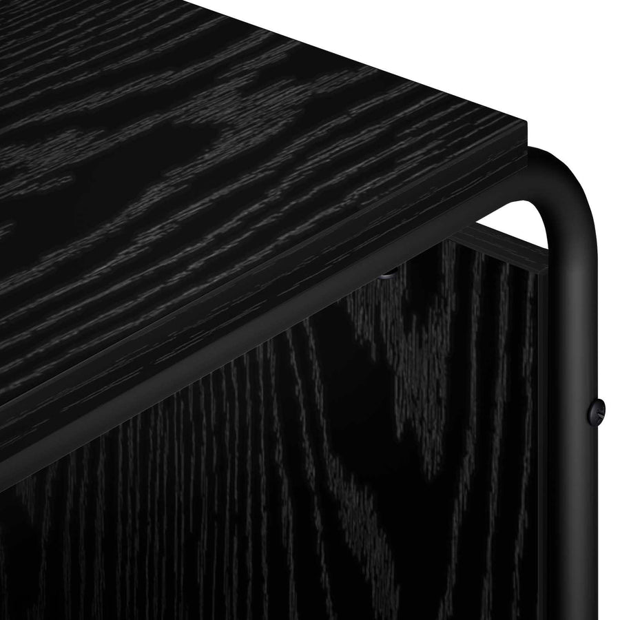 TV-standaard 80 x 36 x 45 cm Zwart eiken Bewerkt hout