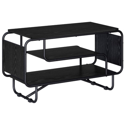TV-standaard 80 x 36 x 45 cm Zwart eiken Bewerkt hout