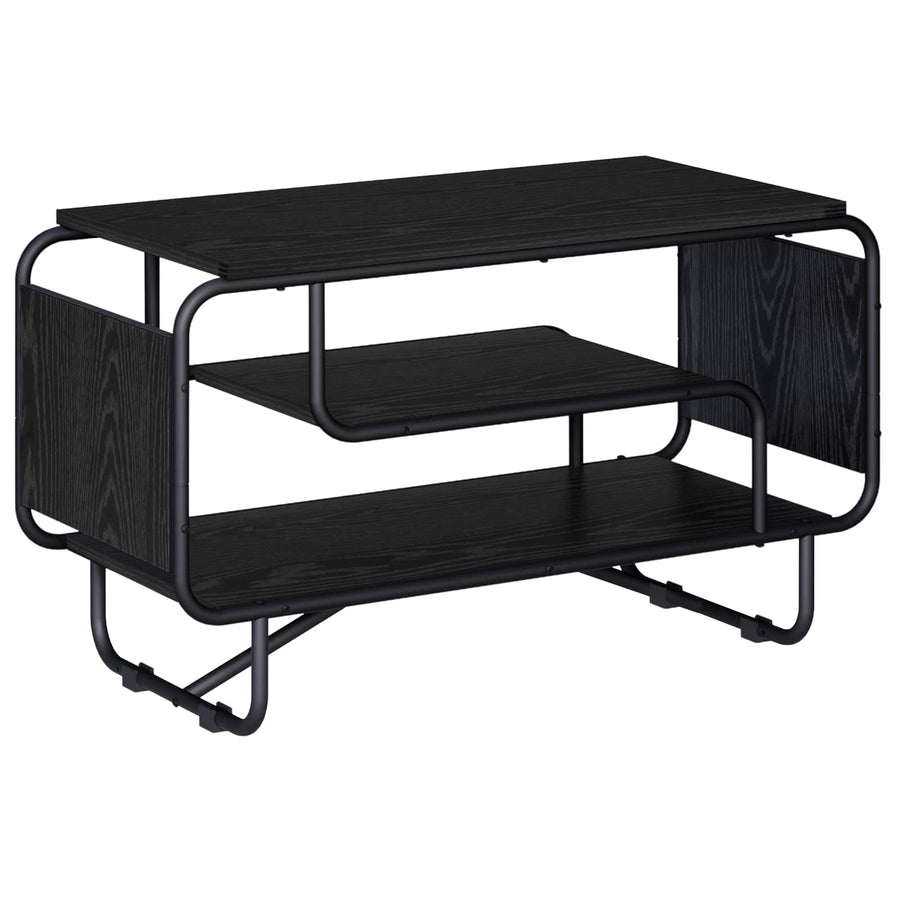 TV-standaard 80 x 36 x 45 cm Zwart eiken Bewerkt hout