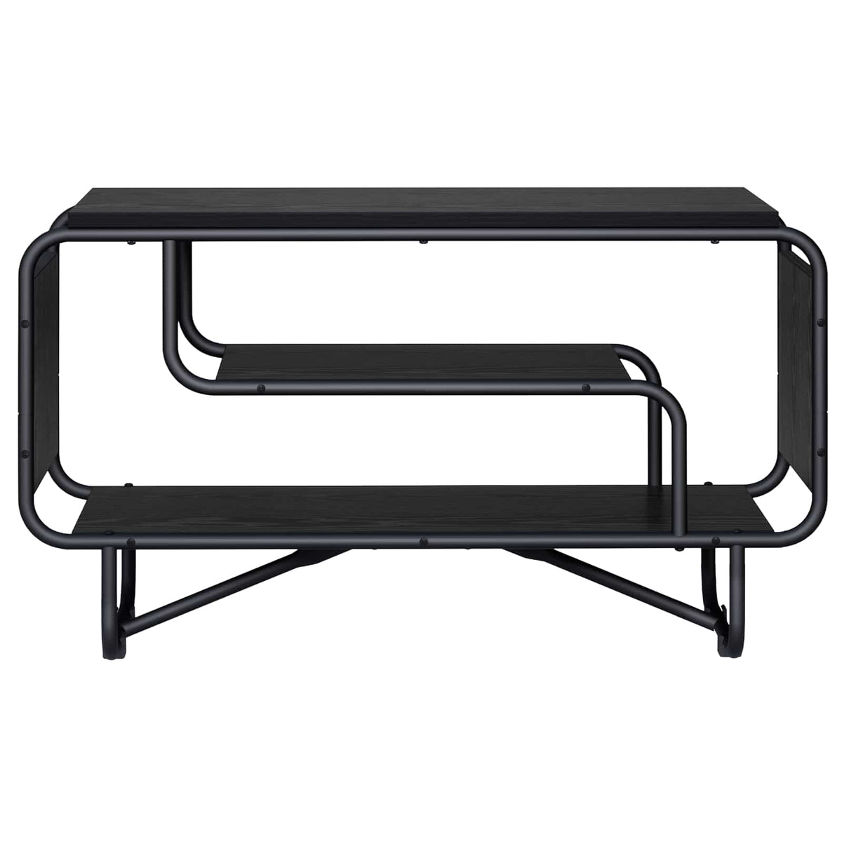 TV-standaard 80 x 36 x 45 cm Zwart eiken Bewerkt hout