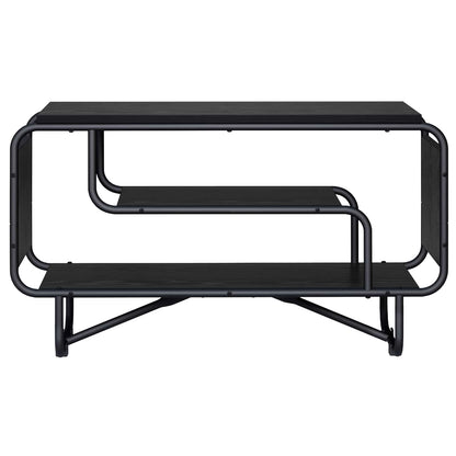 TV-standaard 80 x 36 x 45 cm Zwart eiken Bewerkt hout