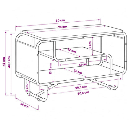 TV-standaard 80 x 36 x 45 cm Oud hout Bewerkt hout