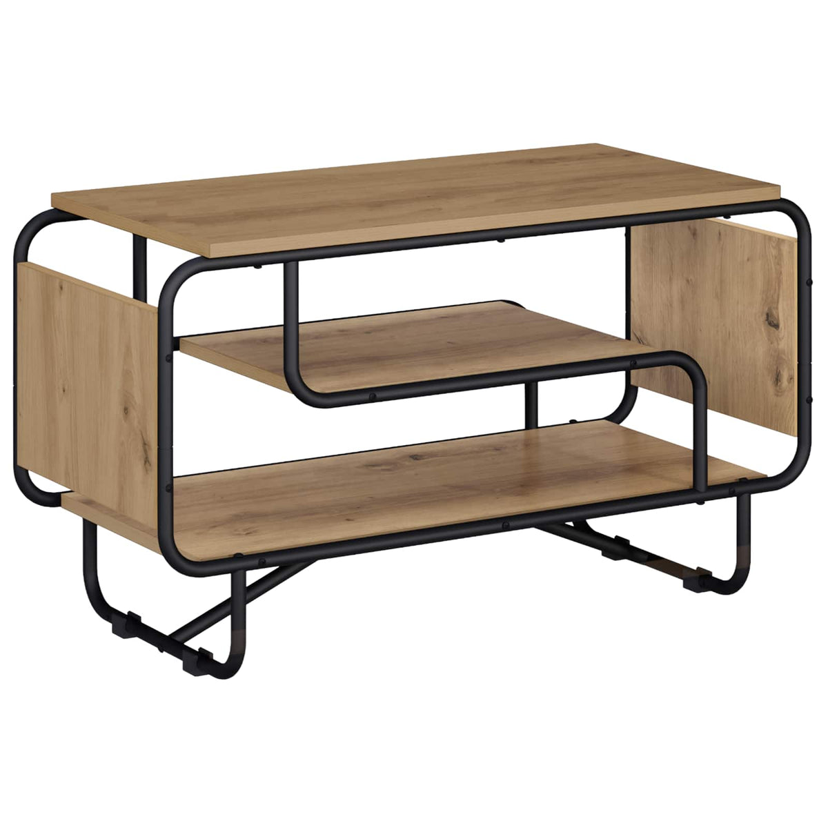 TV-standaard 80 x 36 x 45 cm Artisanaal eiken Bewerkt hout